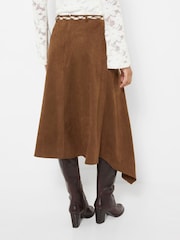 Joe Browns Brown Faux Suede Midi Skirt With Braided Belt - Image 4 of 7