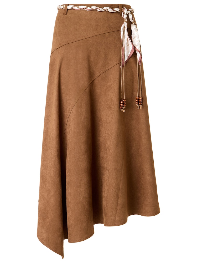 Joe Browns Brown Faux Suede Midi Skirt With Braided Belt - Image 7 of 7 Joe Browns Brown Faux Suede Midi Skirt With Braided Belt - Image 7 of 7