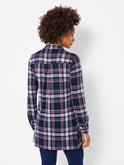 Joe Browns Blue Collared Checked Print Jersey Tunic Top - Image 2 of 6