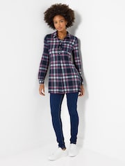 Joe Browns Blue Collared Checked Print Jersey Tunic Top - Image 3 of 6