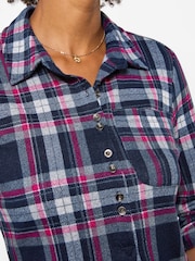 Joe Browns Blue Collared Checked Print Jersey Tunic Top - Image 4 of 6
