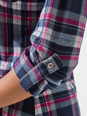 Joe Browns Blue Collared Checked Print Jersey Tunic Top - Image 5 of 6