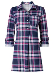 Joe Browns Blue Collared Checked Print Jersey Tunic Top - Image 6 of 6