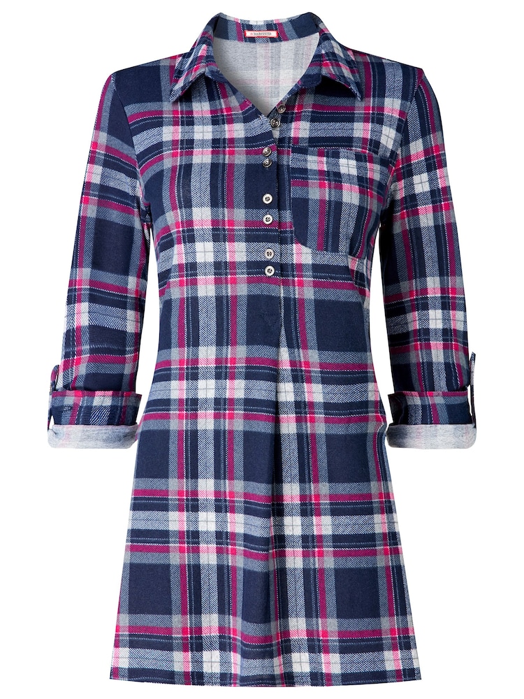 Joe Browns Blue Collared Checked Print Jersey Tunic Top - Image 6 of 6 Joe Browns Blue Collared Checked Print Jersey Tunic Top - Image 6 of 6