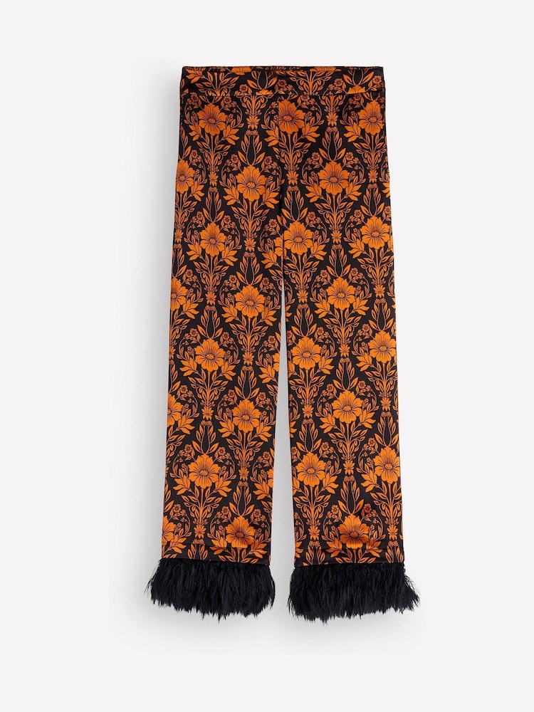 Boden Brown Feather Trim Trousers - Image 1 of 1 Boden Brown Feather Trim Trousers - Image 1 of 1