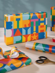 Hallmark Yellow 3 x 2M 'Happy Birthday' Wrapping Paper - Image 1 of 4