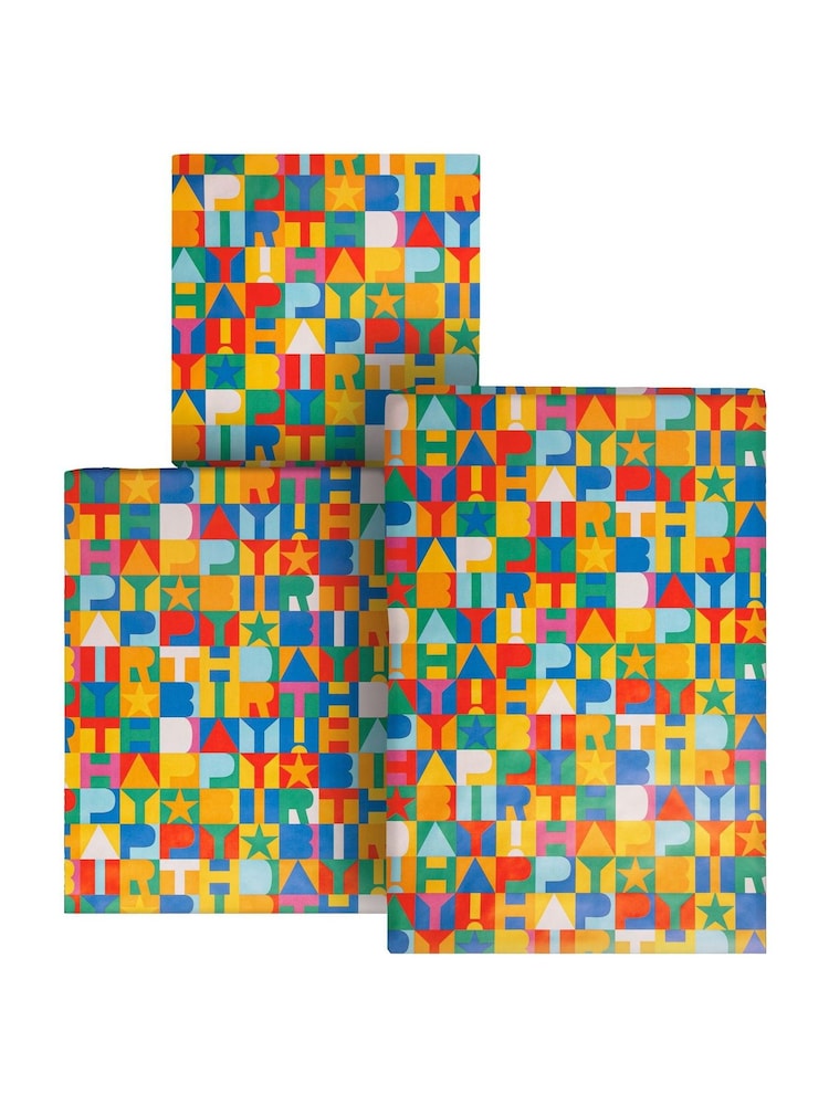 Hallmark Yellow 3 x 2M 'Happy Birthday' Wrapping Paper - Image 2 of 4