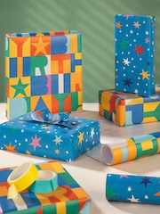 Hallmark Blue 6 x 2M Stars And Birthday Wrapping Paper - Image 1 of 4