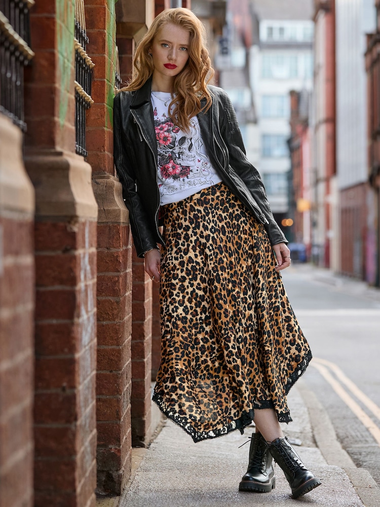 Joe Browns Leopard Print Maxi Skirt With Lace Hem detail - Bild 1 von 7 Joe Browns Leopard Print Maxi Skirt With Lace Hem detail - Bild 1 von 7
