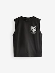 Black/Ecru 100% Cotton Graphic Tank Vest Tops 2 Pack (3-16yrs) - Image 3 of 6