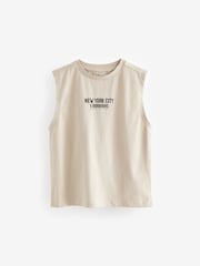Black/Ecru 100% Cotton Graphic Tank Vest Tops 2 Pack (3-16yrs) - Image 4 of 6