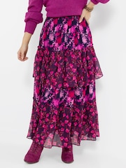 Joe Browns Purple Floral Tiered Frill Maxi Skirt - Image 2 of 7