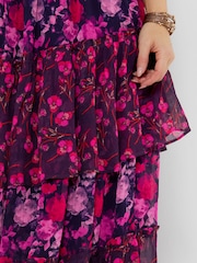 Joe Browns Purple Floral Tiered Frill Maxi Skirt - Image 3 of 7