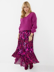Joe Browns Purple Floral Tiered Frill Maxi Skirt - Image 5 of 7