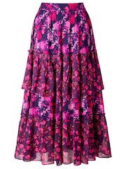 Joe Browns Purple Floral Tiered Frill Maxi Skirt - Image 7 of 7