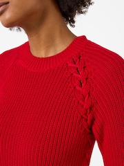 Joe Browns Red Roxy Lace Side Knitted Jumper Dress - Image 2 of 6