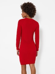 Joe Browns Red Roxy Lace Side Knitted Jumper Dress - Image 4 of 6