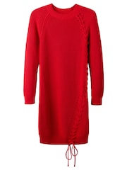 Joe Browns Red Roxy Lace Side Knitted Jumper Dress - Image 6 of 6