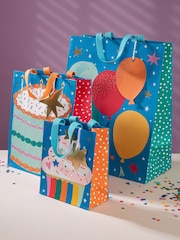 Hallmark Blue 3 Colourful Gift Bags Small, Medium, Large - Image 1 of 4