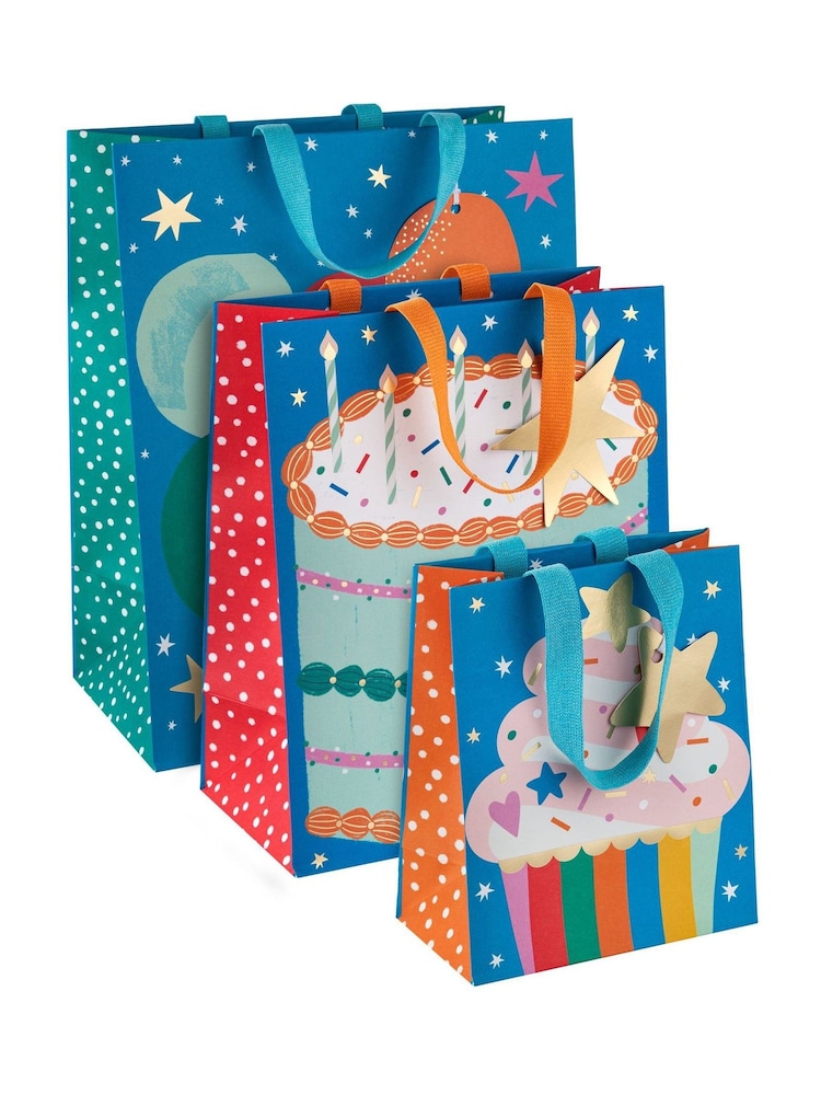 Hallmark Blue 3 Colourful Gift Bags Small, Medium, Large - Image 2 of 4