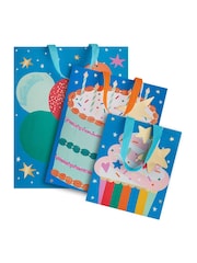 Hallmark Blue 3 Colourful Gift Bags Small, Medium, Large - Image 3 of 4