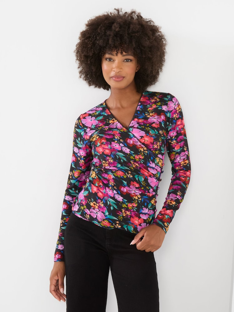 Joe Browns Floral Printed Jersey Wrap Front Top - Bild 1 von 5 Joe Browns Floral Printed Jersey Wrap Front Top - Bild 1 von 5