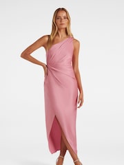 Forever New Pink Light Melissa One Shoulder Satin Dress - Image 1 of 4