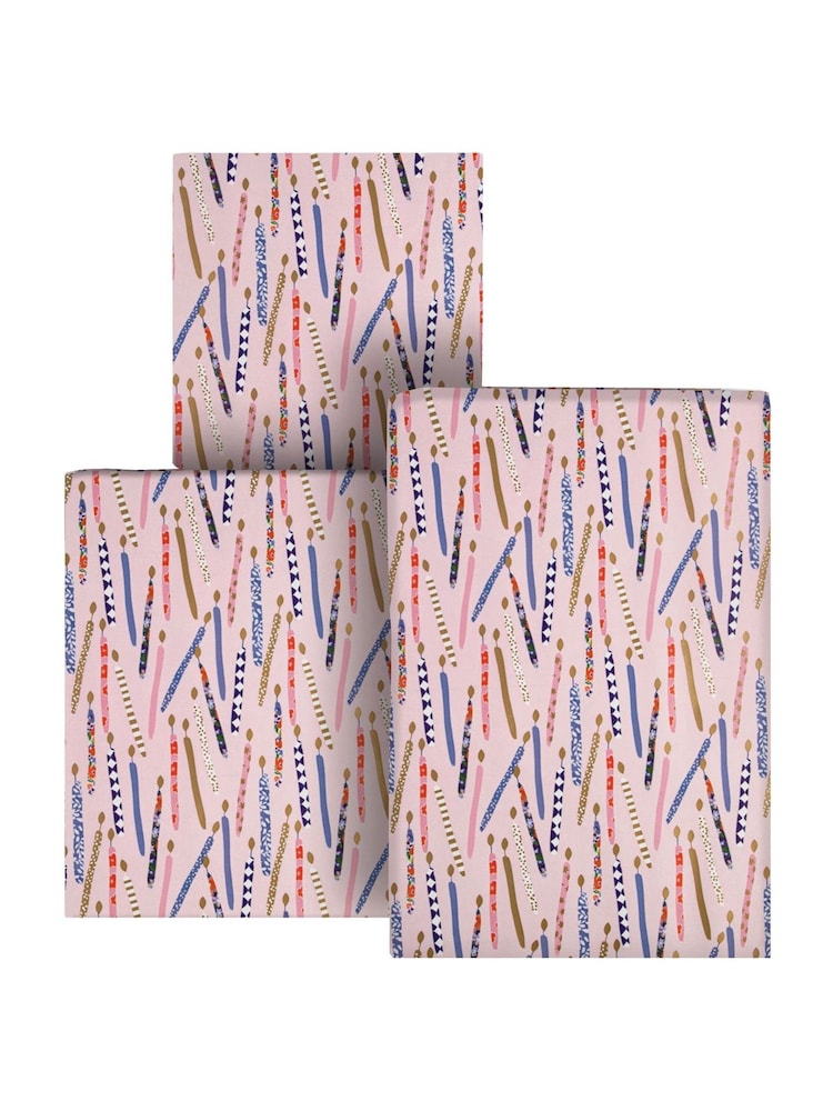 Hallmark Pink 3 x 2M Birthday Candles Wrapping Paper - Image 2 of 4