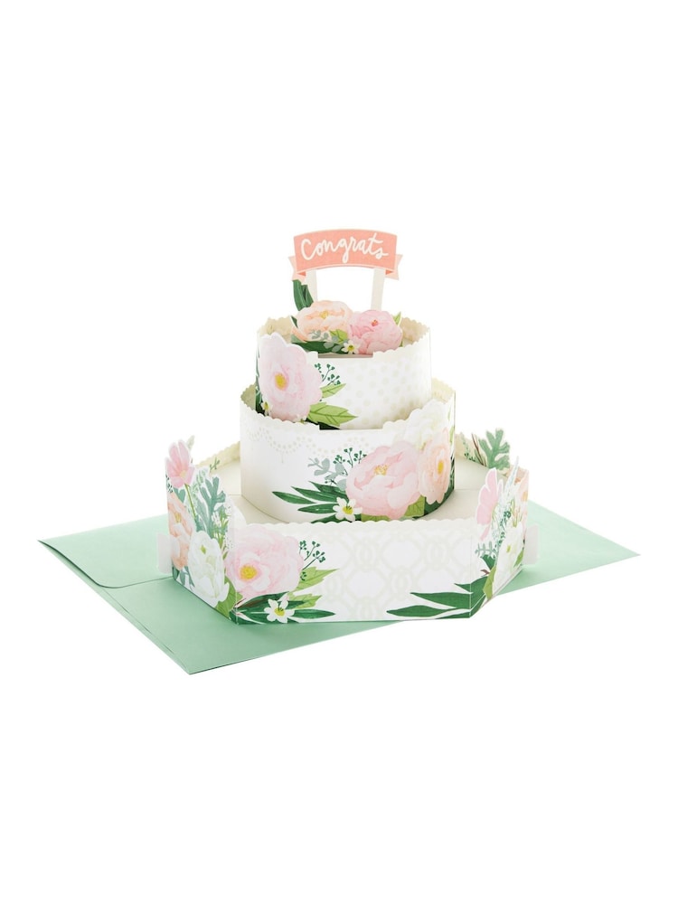 Hallmark White Wedding Paper Wonder 3D Pop-up 3-Tier Cake Card - Image 2 of 4 Hallmark White Wedding Paper Wonder 3D Pop-up 3-Tier Cake Card - Image 2 of 4