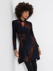 Joe Browns Blue High Neck Floral Jacquard Tunic Top - Image 1 of 5