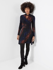 Joe Browns Blue High Neck Floral Jacquard Tunic Top - Image 2 of 5