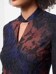 Joe Browns Blue High Neck Floral Jacquard Tunic Top - Image 4 of 5