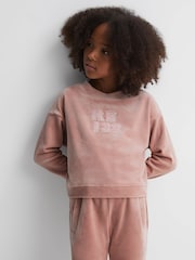 Reiss Pink Robin 9-13 yrs Velour Sequin Motif Jumper - Image 4 of 6