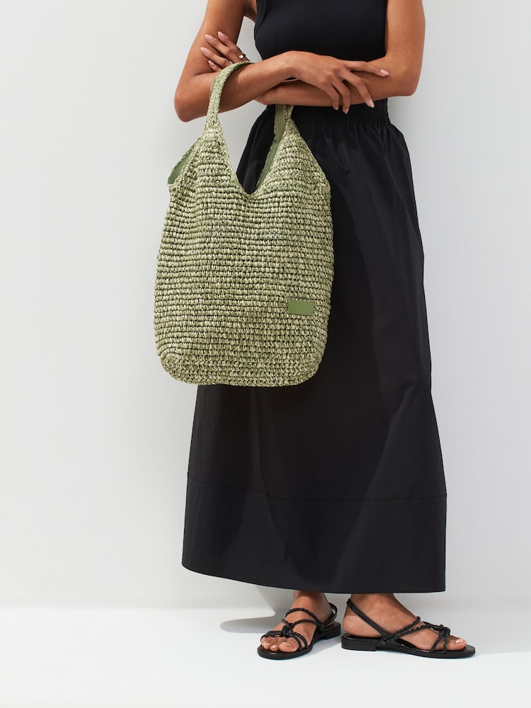 Green Straw Shoulder Bag - Image 1 of 9