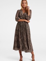 Forever New Animal Viviana Twist Front Pleated Midi Dress - Image 1 of 1