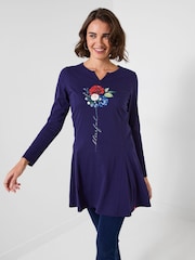 Joe Browns Blue Blissful Stem Flower Graphic Longline Top - Image 1 of 5