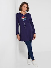 Joe Browns Blue Blissful Stem Flower Graphic Longline Top - Image 2 of 5