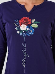 Joe Browns Blue Blissful Stem Flower Graphic Longline Top - Image 4 of 5