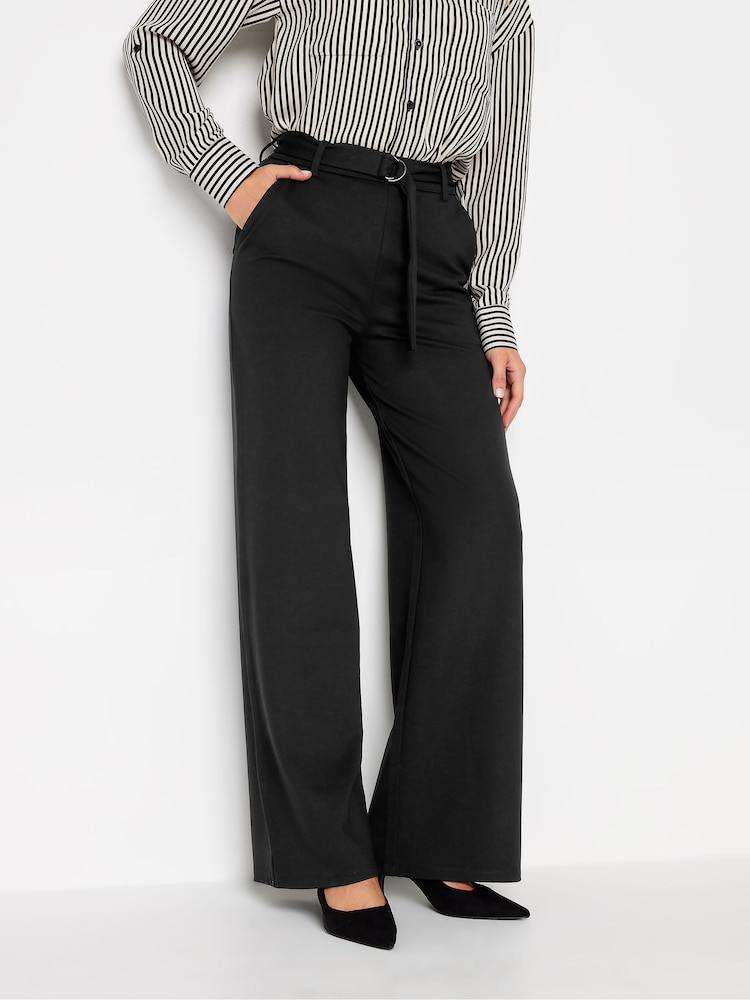 Long Tall Sally Black Ponte Trousers With Belt - Image 1 of 4