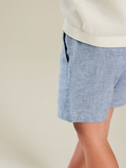 Blue Chambray Linen Blend Pull-On Shorts (3mths-7yrs) - Image 2 of 6