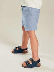 Blue Chambray Linen Blend Pull-On Shorts (3mths-7yrs) - Image 3 of 6
