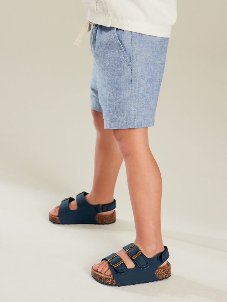 Blue Chambray Linen Blend Pull-On Shorts (3mths-7yrs) - Image 3 of 6