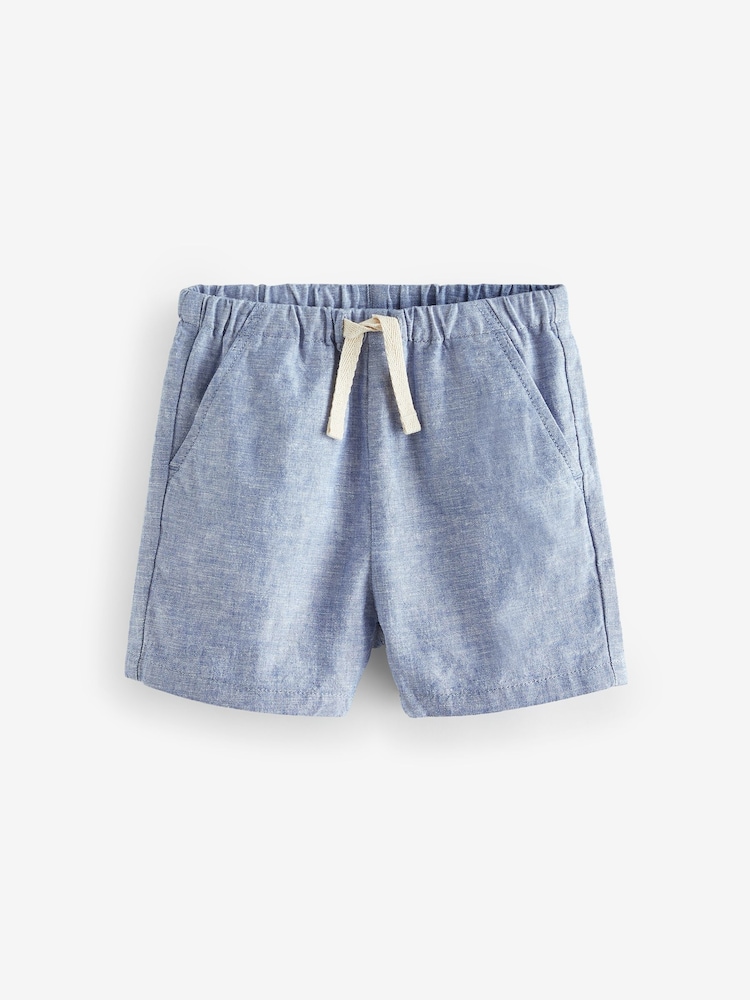 Blue Chambray Linen Blend Pull-On Shorts (3mths-7yrs) - Image 4 of 6
