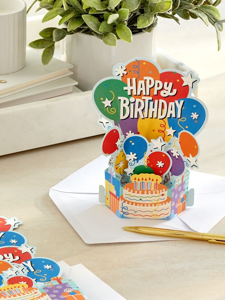 Hallmark Orange 8 Pack Birthday Cards 3D Pop-up Balloons Design - Image 1 of 4 Hallmark Orange 8 Pack Birthday Cards 3D Pop-up Balloons Design - Image 1 of 4