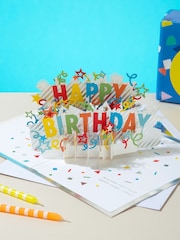 Hallmark Blue Birthday Card 3D Pop-up Colourful Stripes Design - Image 1 of 4