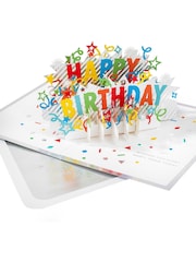 Hallmark Blue Birthday Card 3D Pop-up Colourful Stripes Design - Image 2 of 4
