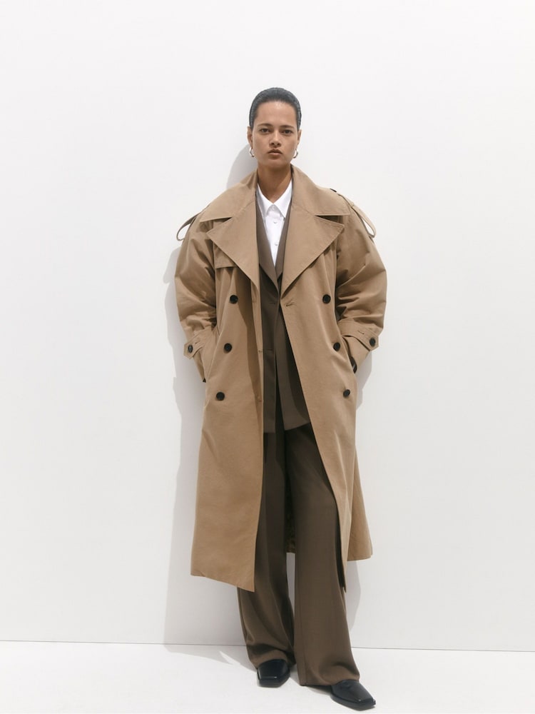 Jigsaw Cream Oversized Cotton Trench Coat - Image 1 of 6