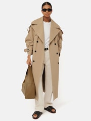 Jigsaw Cream Oversized Cotton Trench Coat - Image 2 of 6