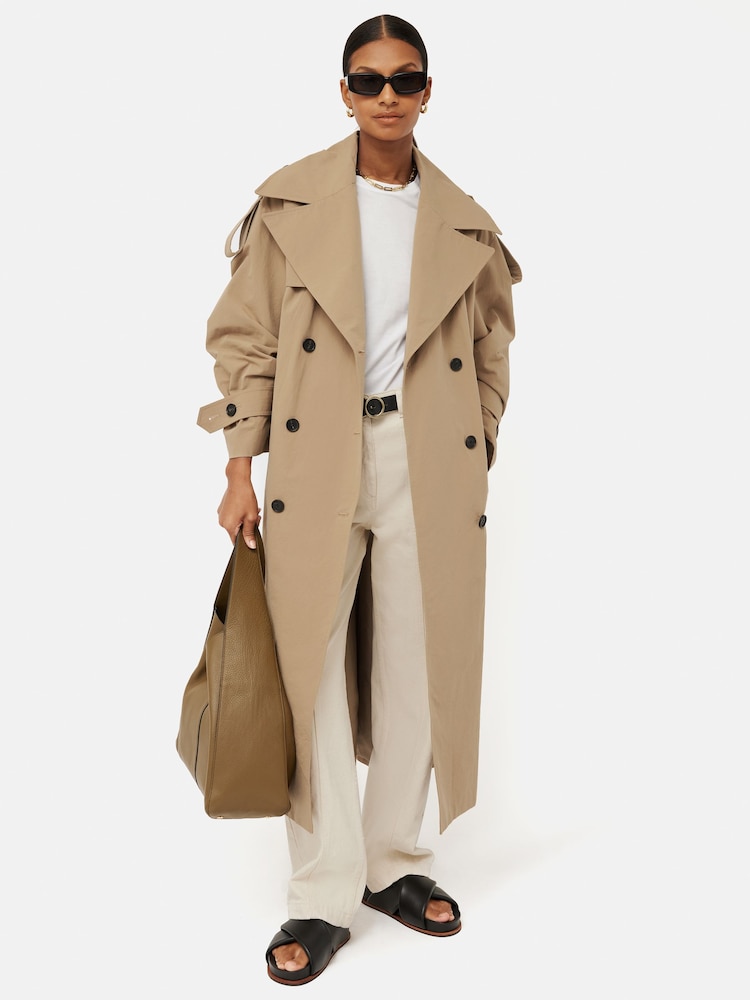 Jigsaw Cream Oversized Cotton Trench Coat - Image 2 of 6 Jigsaw Cream Oversized Cotton Trench Coat - Image 2 of 6