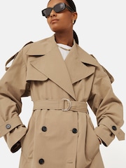 Jigsaw Cream Oversized Cotton Trench Coat - Image 5 of 6